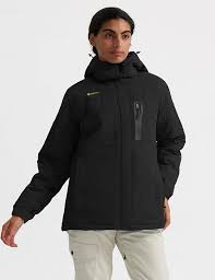 GEMYSE Imperméable Coupe Vent Encapuchonné - Veste Ski Noire Femme