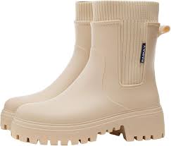 RUITOTP Caoutchouc Imperméables Antidérapant Semi Hautes - Chaussures Pluie confortables