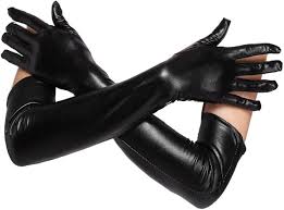 Gants Longs Noirs Similicuir pour Adultes - Élégance et Confort