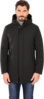 Manteau Imperméable Capuche Sartural Rembourré - Parka Homme Noire